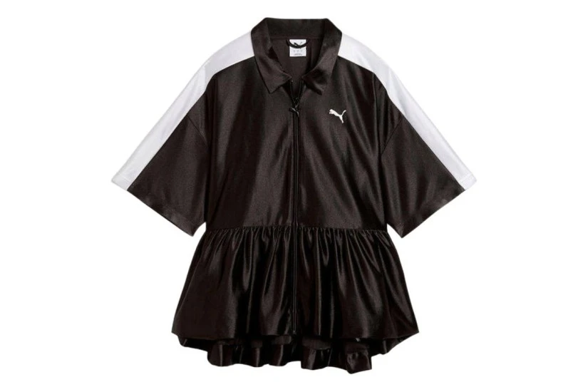Puma T7 Oversized Ruffle Γυναικεία Κοντομάνικη Πολυεστερική Ζακέτα Μαύρη, Λευκή