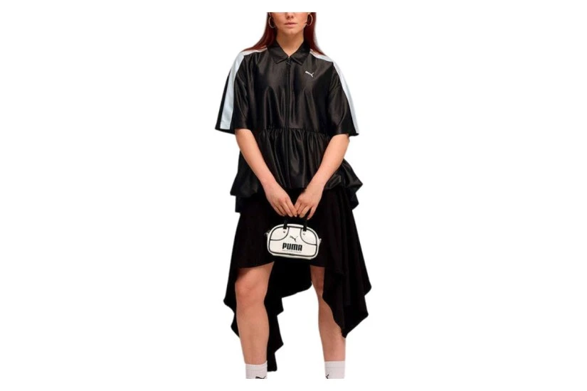 Puma T7 Oversized Ruffle Γυναικεία Κοντομάνικη Πολυεστερική Ζακέτα Μαύρη, Λευκή