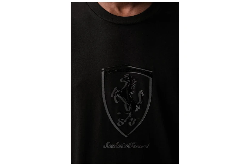 Puma Ferrari Tonal Shield Ανδρικό Κοντομάνικο T-Shirt Μαύρο