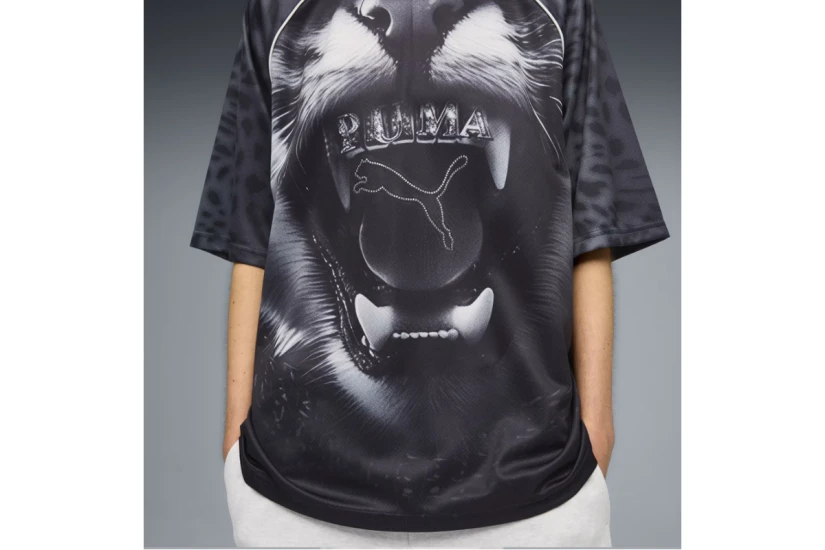 Puma Street Glam Relaxed Graphic Jersey Γυναικείο Κοντομάνικο T-Shirt Μαύρο, Λευκό