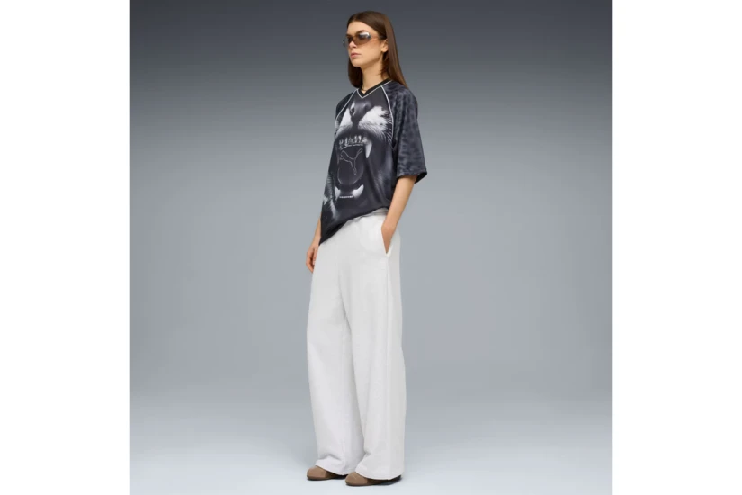 Puma Street Glam Relaxed Graphic Jersey Γυναικείο Κοντομάνικο T-Shirt Μαύρο, Λευκό