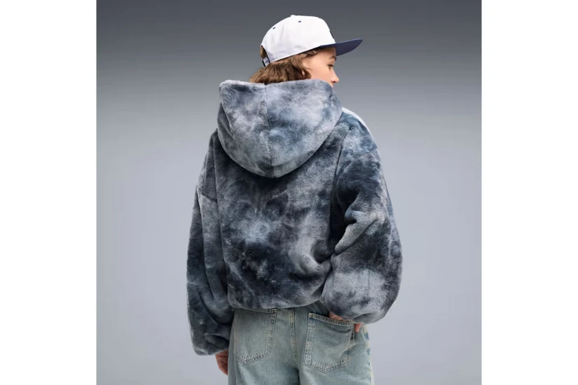 Puma Street Glam Oversized Fleece Γυναικείο Μπουφάν Γκρι Σκούρο, Ανθρακί