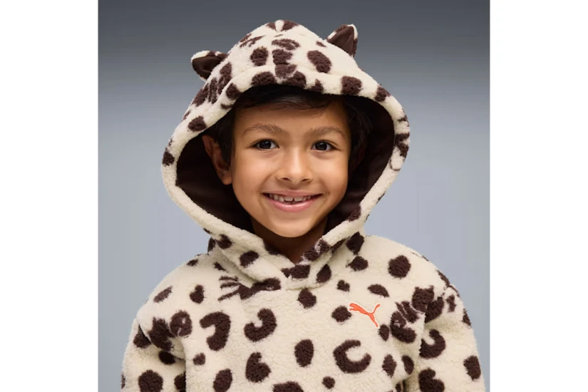 Puma Imaginary Friend Relaxed Fleece Παιδικό Φούτερ με Κουκούλα Μπεζ, Καφέ
