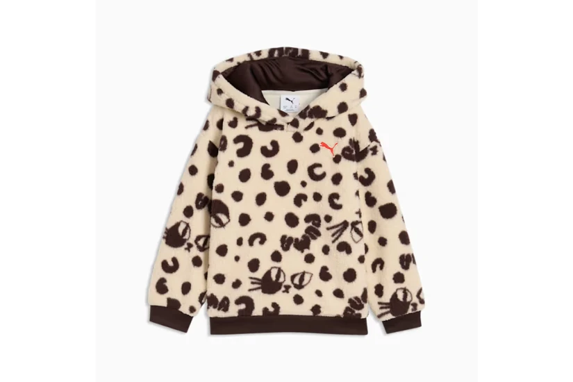 Puma Imaginary Friend Relaxed Fleece Παιδικό Φούτερ με Κουκούλα Μπεζ, Καφέ