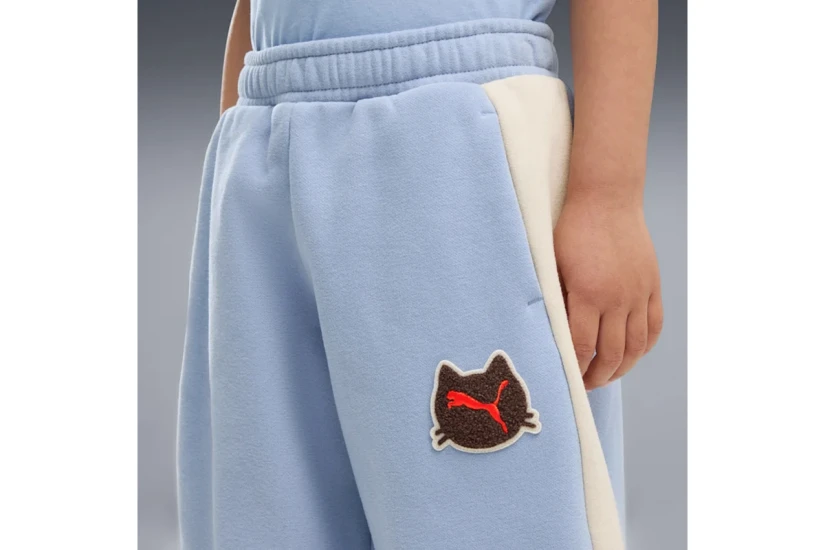 Puma T7 Relaxed Barrel Παιδικό Παντελόνι Φόρμας Σιέλ, Εκρού