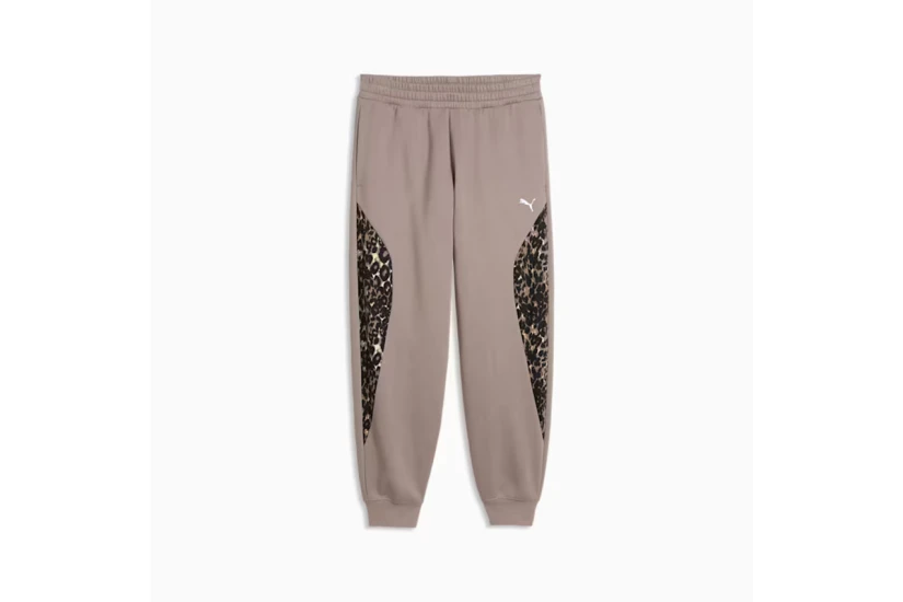 Puma Sport Animal Γυναικείο Παντελόνι Φόρμας Καφέ, Μαύρο, Εκρού