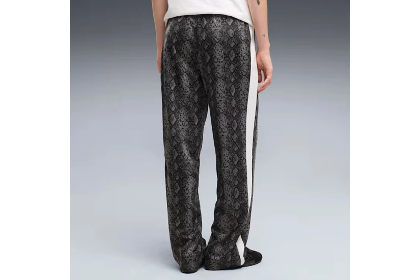 Puma T7 Snake Printed Straight Γυναικείο Παντελόνι Φόρμας Γκρι Σκούρο, Μαύρο, Λευκό