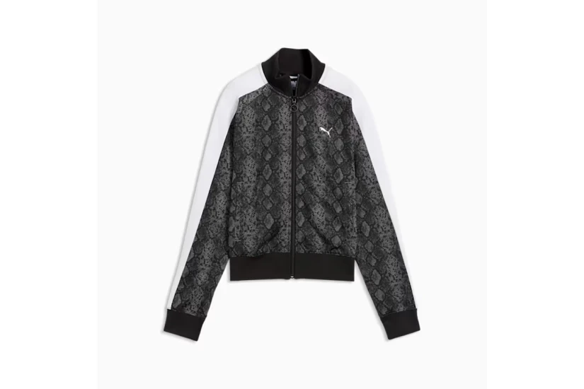 Puma T7 Snake Printed Straight Γυναικεία Πολυεστερική Ζακέτα Μαύρη, Γκρι, Λευκή