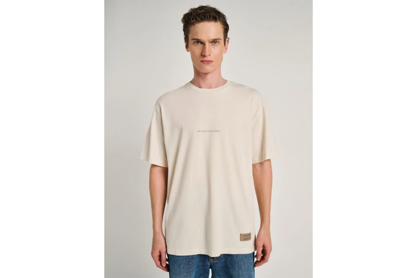 Staff Leo Ανδρικό Κοντομάνικο T-Shirt Εκρού