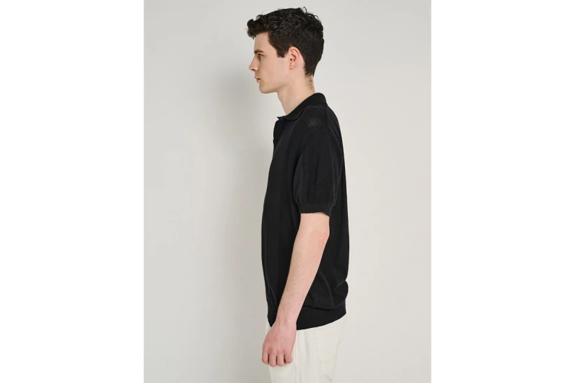 Staff Ektor Ανδρικό Πλεκτό Κοντομάνικο Polo T-Shirt Μαύρο