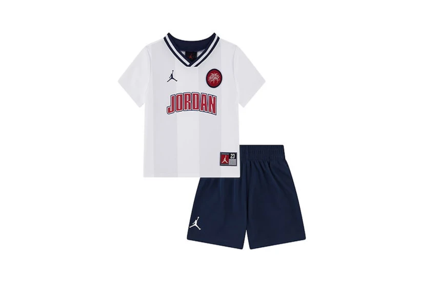 Jordan 23 Βρεφικό Σετ Κοντομάνικο T-Shirt - Σορτς Λευκό, Μπλε Σκούρο