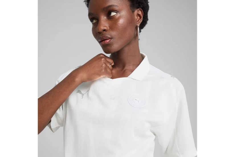 Puma Jer-She Football-Inspired Γυναικεία Κοντομάνικη Μπλούζα Polo Λευκή