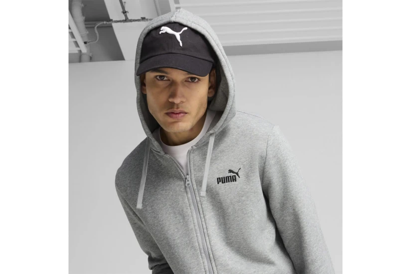 Puma Essentials No.1 Logo Ανδρική Βαμβακερή Ζακέτα με Κουκούλα Γκρι