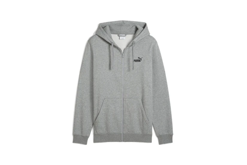 Puma Essentials No.1 Logo Ανδρική Βαμβακερή Ζακέτα με Κουκούλα Γκρι