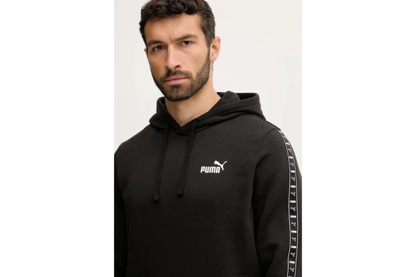 Puma Ess Tape Ανδρικό Φούτερ με Κουκούλα Μαύρο