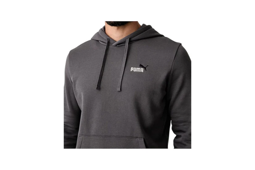 Puma Essentials 2 Color Small No.1 Logo Ανδρικό Φούτερ με Κουκούλα Γκρι Σκούρο