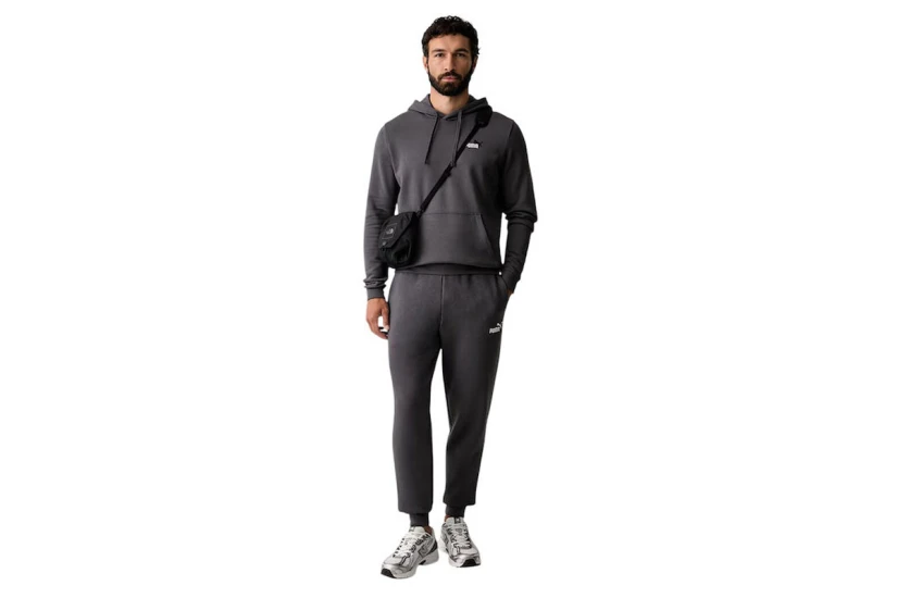 Puma Essentials 2 Color Small No.1 Logo Ανδρικό Φούτερ με Κουκούλα Γκρι Σκούρο