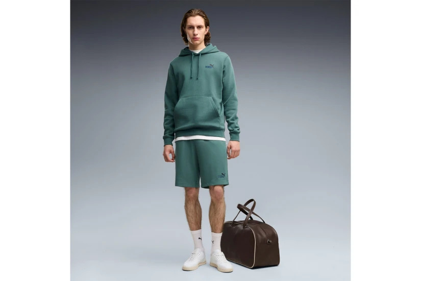 Puma Essentials 2 Color Small No.1 Logo Ανδρικό Φούτερ με Κουκούλα Πράσινο