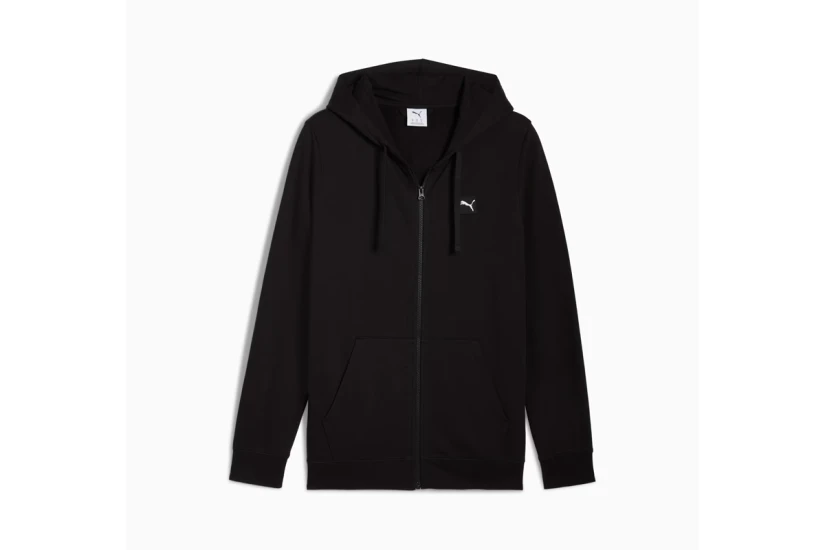 Puma Ess Small No 1 Logo Ανδρική Βαμβακερή Ζακέτα με Κουκούλα Μαύρη