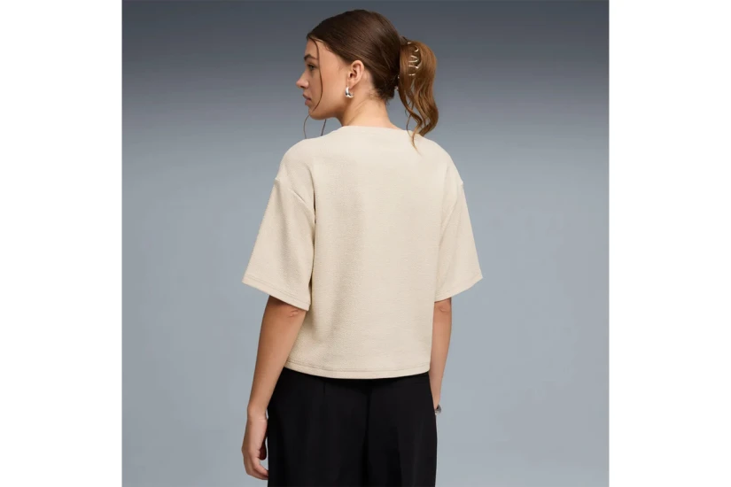 Puma Essentials Elevated Relaxed Γυναικείο Κοντομάνικο T-Shirt Εκρού