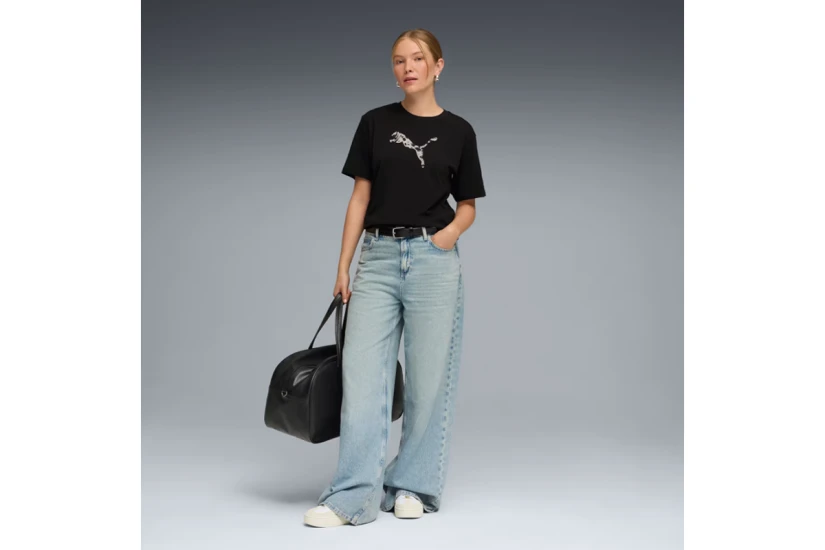 Puma Essentials Graphics Animal Relaxed Γυναικείο Κοντομάνικο T-Shirt Μαύρο, Μπεζ