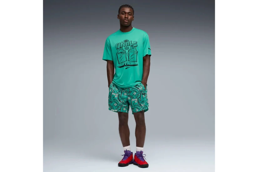 Puma Flagrant Foul All Over Print Ανδρική Μπασκετική Βερμούδα Πράσινη, Λευκή, Μαύρη