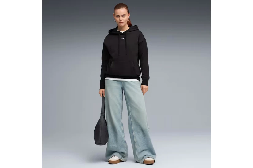 Puma Essentials Fleece Relaxed Γυναικείο Φούτερ με Κουκούλα Μαύρο