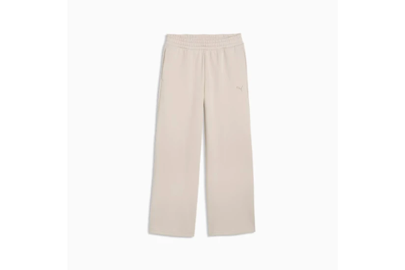 Puma Essentials Cat Fleece Wide Leg Γυναικείο Παντελόνι Φόρμας Μπεζ