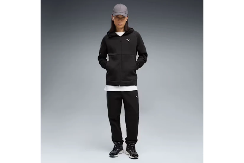 Puma Tech Slim Elevated Ανδρική Βαμβακερή Ζακέτα με Κουκούλα Μαύρη