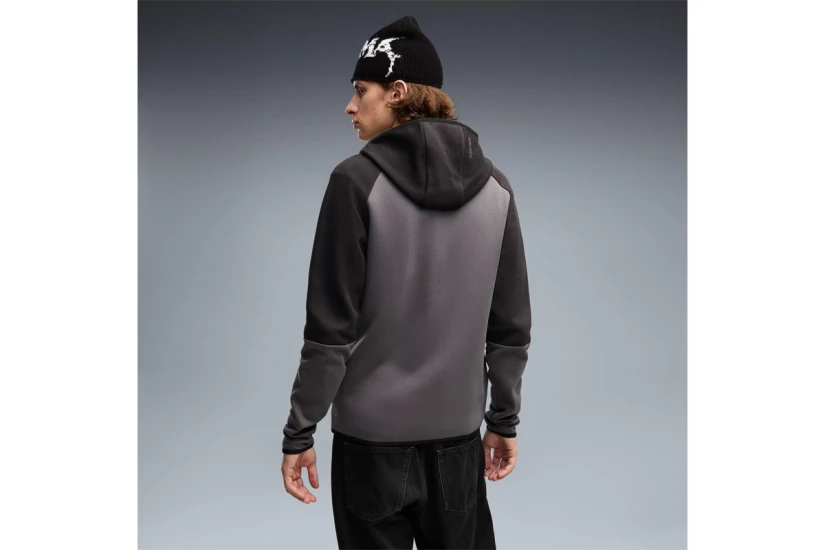 Puma Tech Slim Elevated Ανδρική Βαμβακερή Ζακέτα με Κουκούλα Μαύρη, Γκρι Σκούρο
