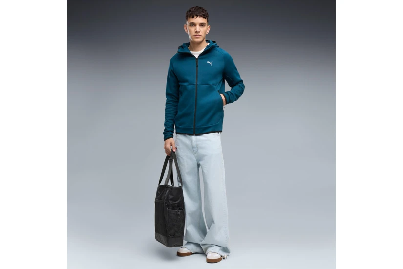 Puma Tech Slim Elevated Ανδρική Βαμβακερή Ζακέτα με Κουκούλα Πετρόλ