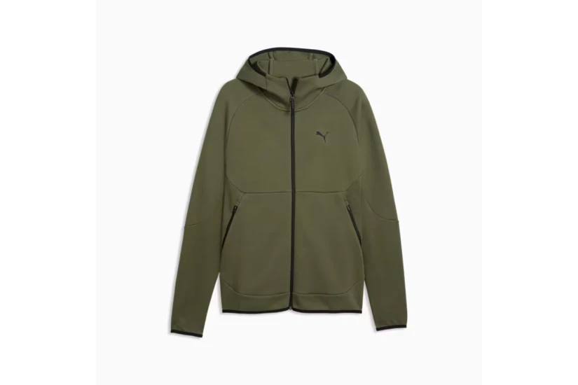Puma Tech Slim Elevated Ανδρική Βαμβακερή Ζακέτα με Κουκούλα Χακί