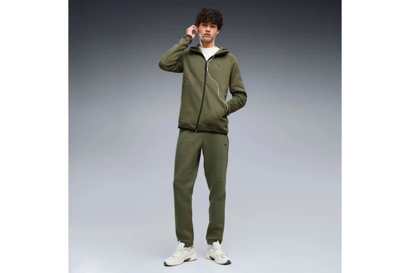 Puma Tech Slim Elevated Ανδρική Βαμβακερή Ζακέτα με Κουκούλα Χακί