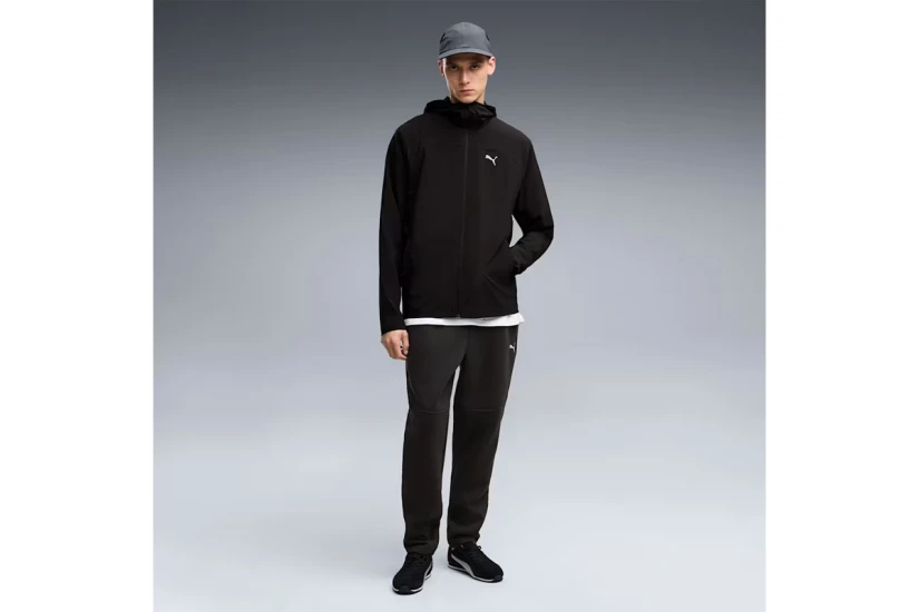 Puma Tech Slim 4-Way Stretch Ανδρική Πολυεστερική Ζακέτα με Κουκούλα Μαύρη