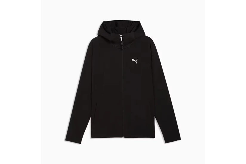 Puma Tech Slim 4-Way Stretch Ανδρική Πολυεστερική Ζακέτα με Κουκούλα Μαύρη