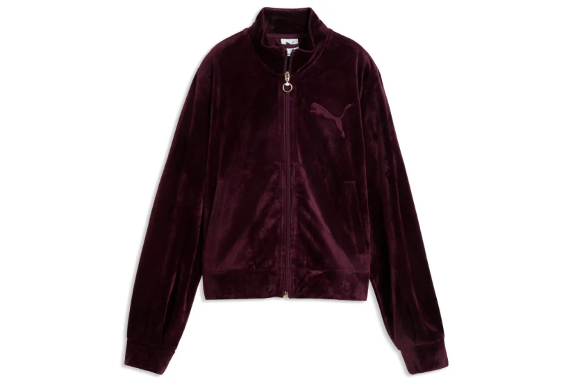Puma Ess Elevated Velour Γυναικεία Ζακέτα Βυσσινί