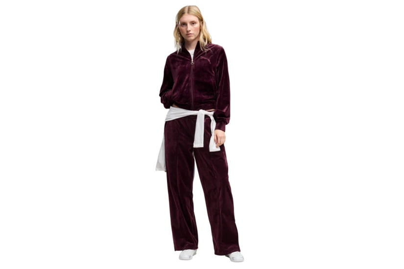 Puma Ess Elevated Velour Γυναικεία Ζακέτα Βυσσινί