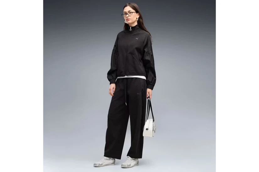 Puma Her Relaxed Barrel Leg Γυναικείο Παντελόνι Φόρμας Μαύρο