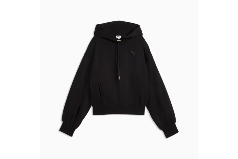 Puma Her Relaxed Fleece Γυναικείο Φούτερ με Κουκούλα Μαύρο