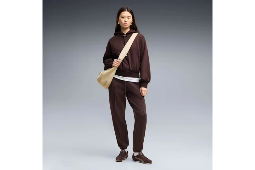 Puma Her Fleece Γυναικείο Παντελόνι Φόρμας Καφέ