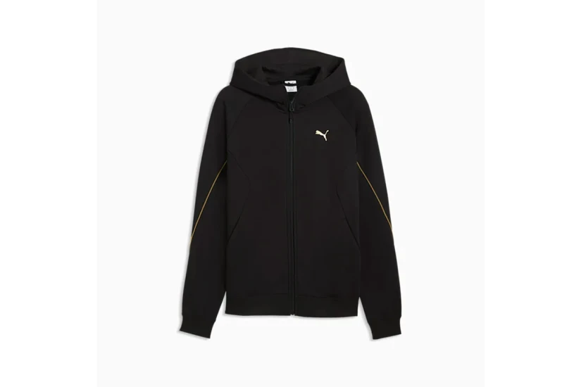 Puma Sport Fleece Ανδρική Βαμβακερή Ζακέτα με Κουκούλα Μαύρη