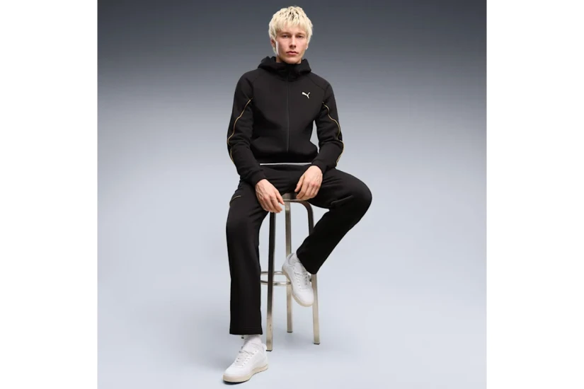 Puma Sport Fleece Ανδρική Βαμβακερή Ζακέτα με Κουκούλα Μαύρη