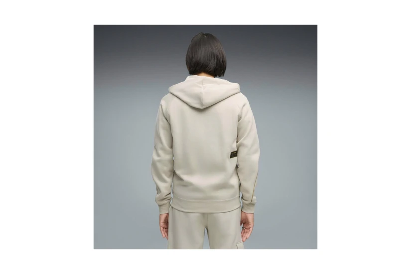 Puma Sport Fleece Ανδρική Βαμβακερή Ζακέτα με Κουκούλα Εκρού, Χρυσή