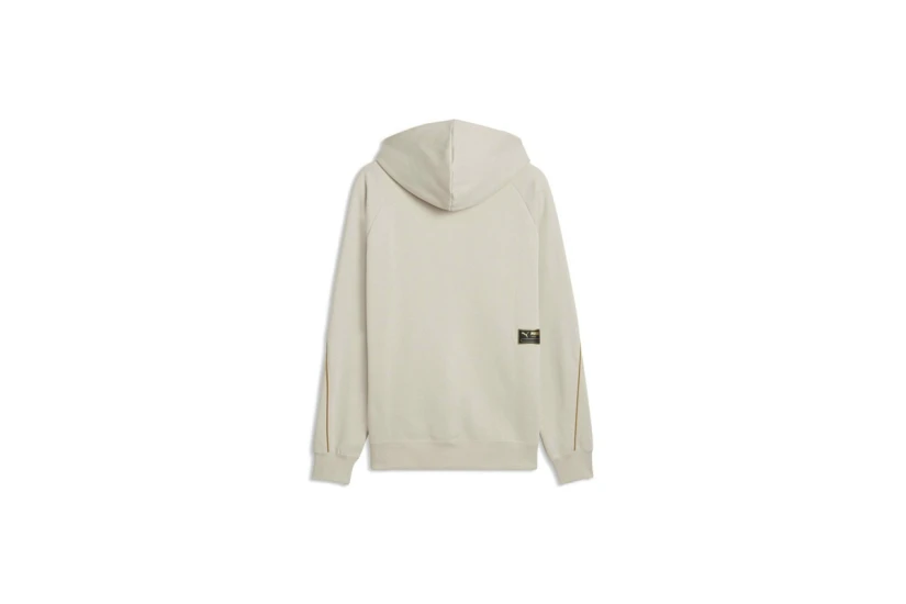 Puma Sport Fleece Ανδρική Βαμβακερή Ζακέτα με Κουκούλα Εκρού, Χρυσή