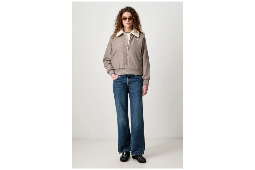Puma Reversible High Loft Relaxed Γυναικείο Μπουφάν Bomber Διπλής Όψης Πουρό, Εκρού