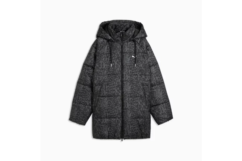 Puma Style Padded Relaxed Γυναικείο Μπουφάν Puffer με Κουκούλα Ανθρακί, Μαύρο