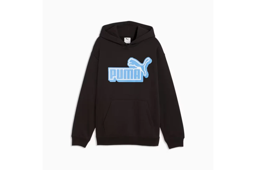 Puma Essentials Logo Lab Relaxed Παιδικό Φούτερ με Κουκούλα Μαύρο, Γαλάζιο