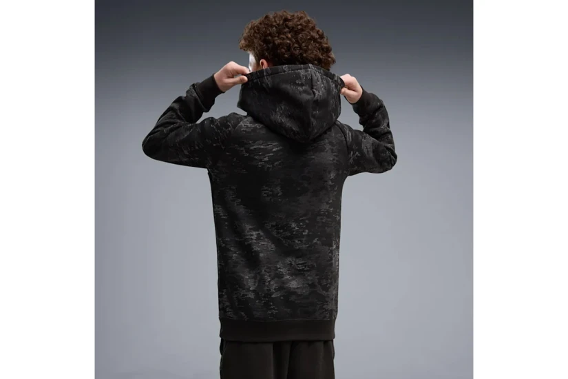 Puma Sport Camo Fleece Παιδικό Φούτερ με Κουκούλα Μαύρο, Ανθρακί