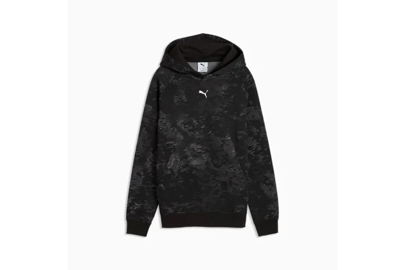 Puma Sport Camo Fleece Παιδικό Φούτερ με Κουκούλα Μαύρο, Ανθρακί