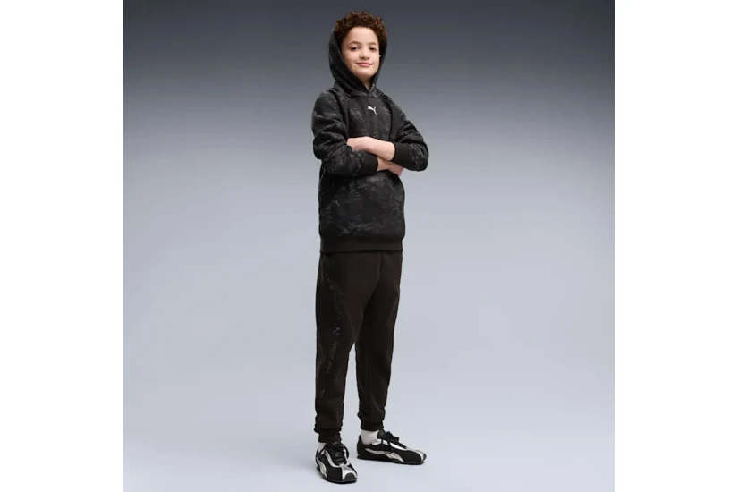 Puma Sport Camo Fleece Παιδικό Φούτερ με Κουκούλα Μαύρο, Ανθρακί